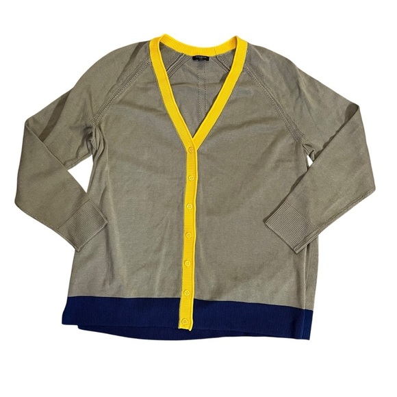 Talbots Sweaters - Talbots Olive Green Cardigan with Yellow and Blue Accents Sz XL Petite
